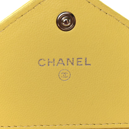 Chanel Lambskin Chevron Quilted Wallet On Chain WOC Yellow 5 of 11