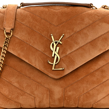 Saint Laurent Suede Calfskin Y Quilted Monogram Small Loulou Chain Satchel Cinnamon 7 of 9