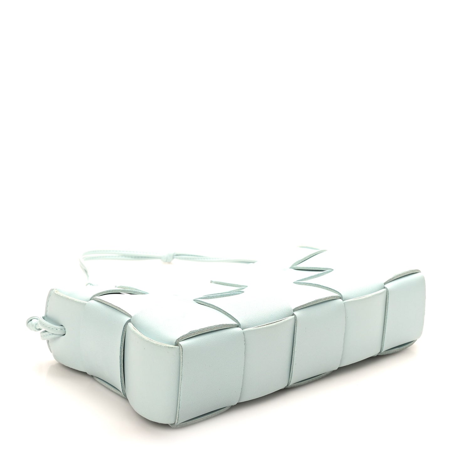 Calfskin Maxi Intrecciato Cassette Pouch On Strap Pale Blue