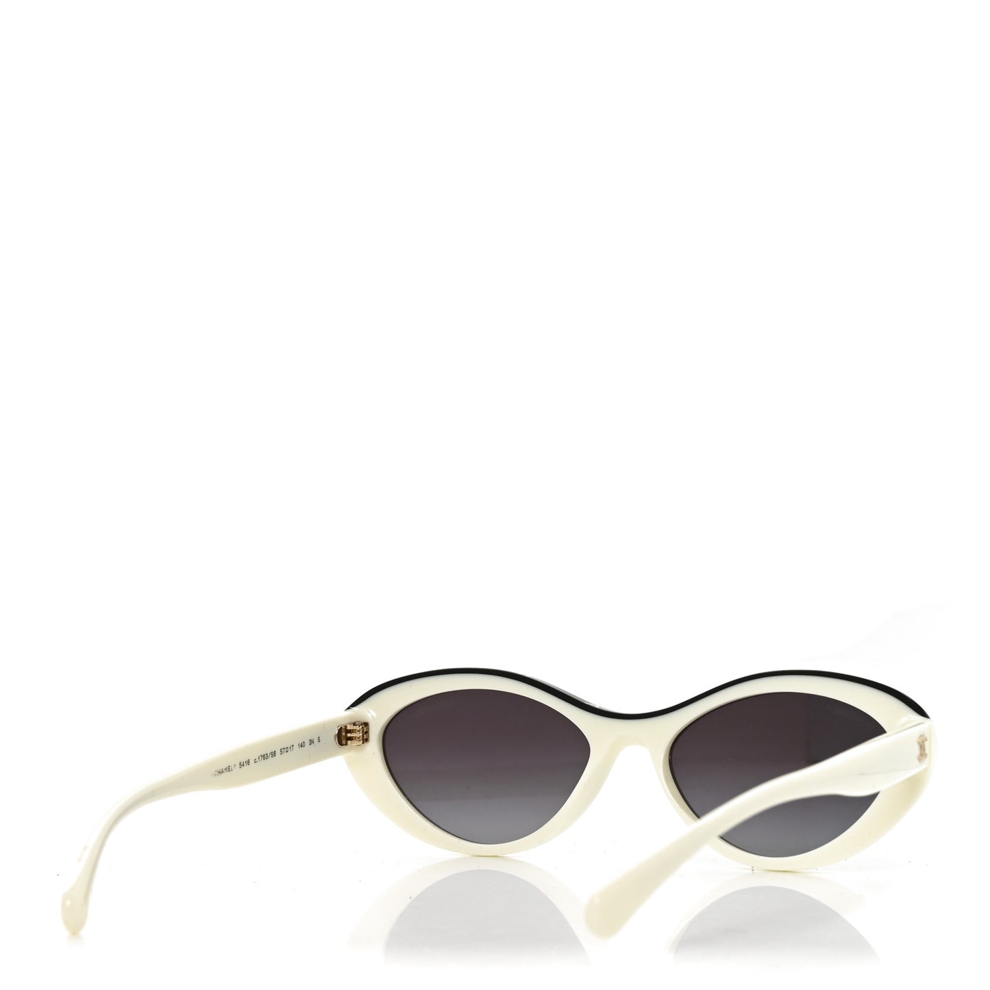 Acetate Oval Sunglasses 5416 White Black