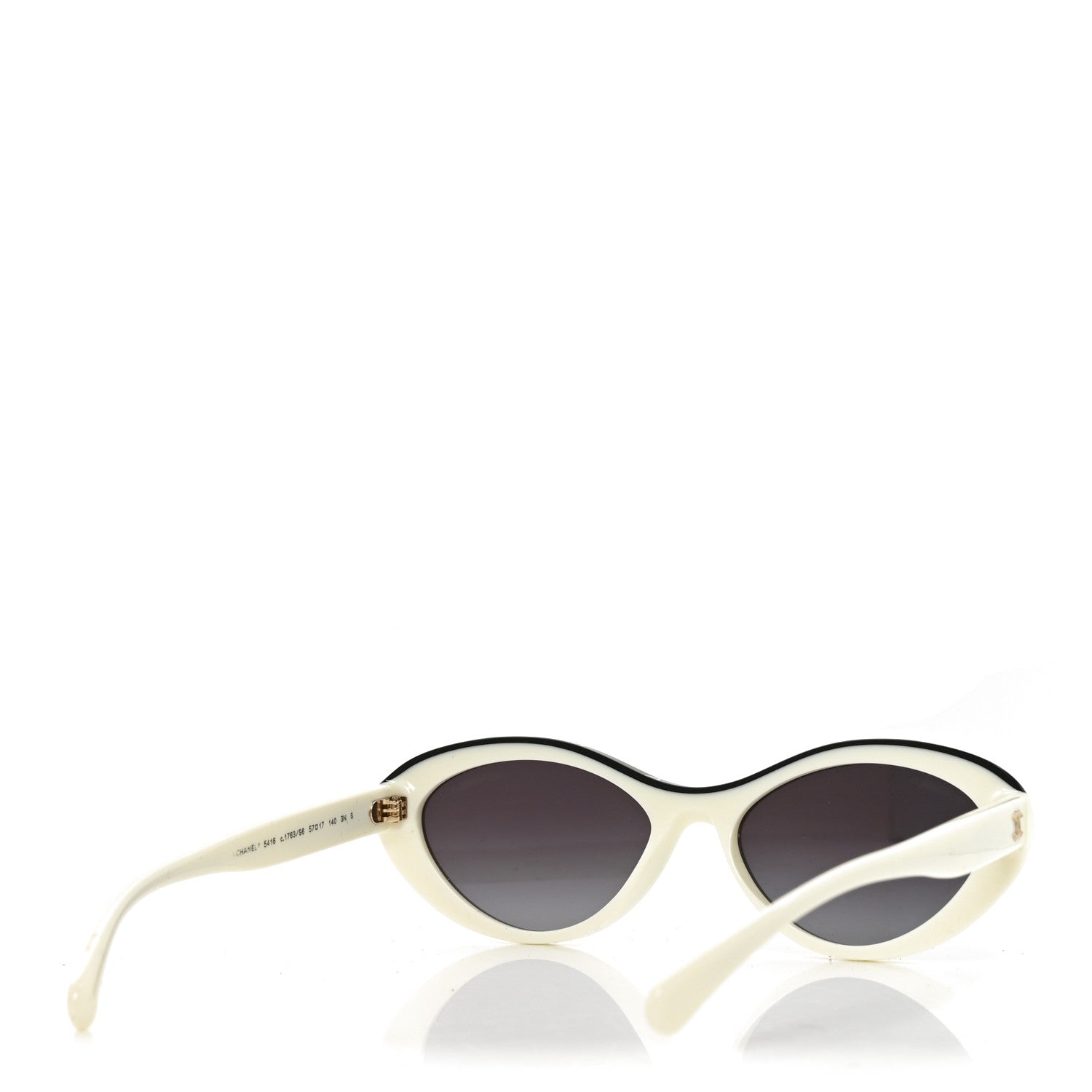 Chanel Acetate Oval Sunglasses 5416 White Black 4 of 7