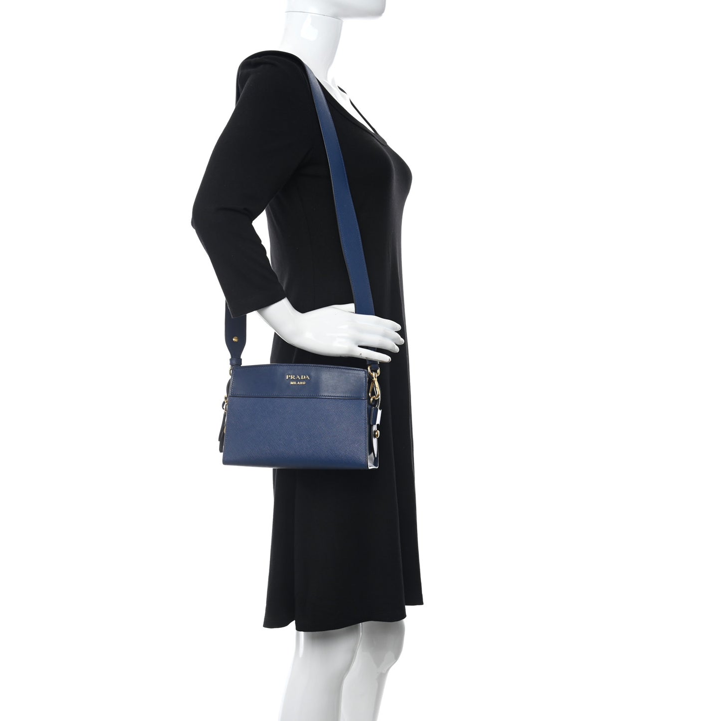 Saffiano City Calfskin Esplanade Crossbody Bag Bleuette