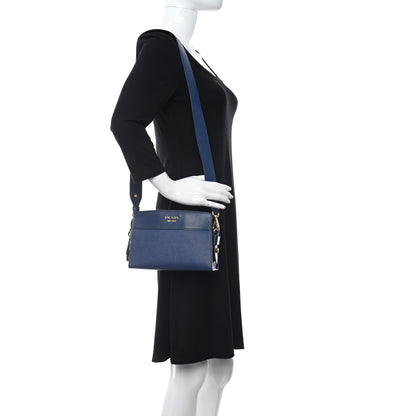 Prada Saffiano City Calfskin Esplanade Crossbody Bag Bleuette 2 of 12