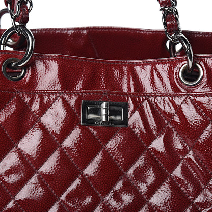 Chanel Patent Caviar Diamond Quilted Shine Small Reissue Tote Red 12 of 12