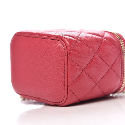 Chanel Caviar Quilted Mini Vanity Case With Chain Dark Pink 9 of 11
