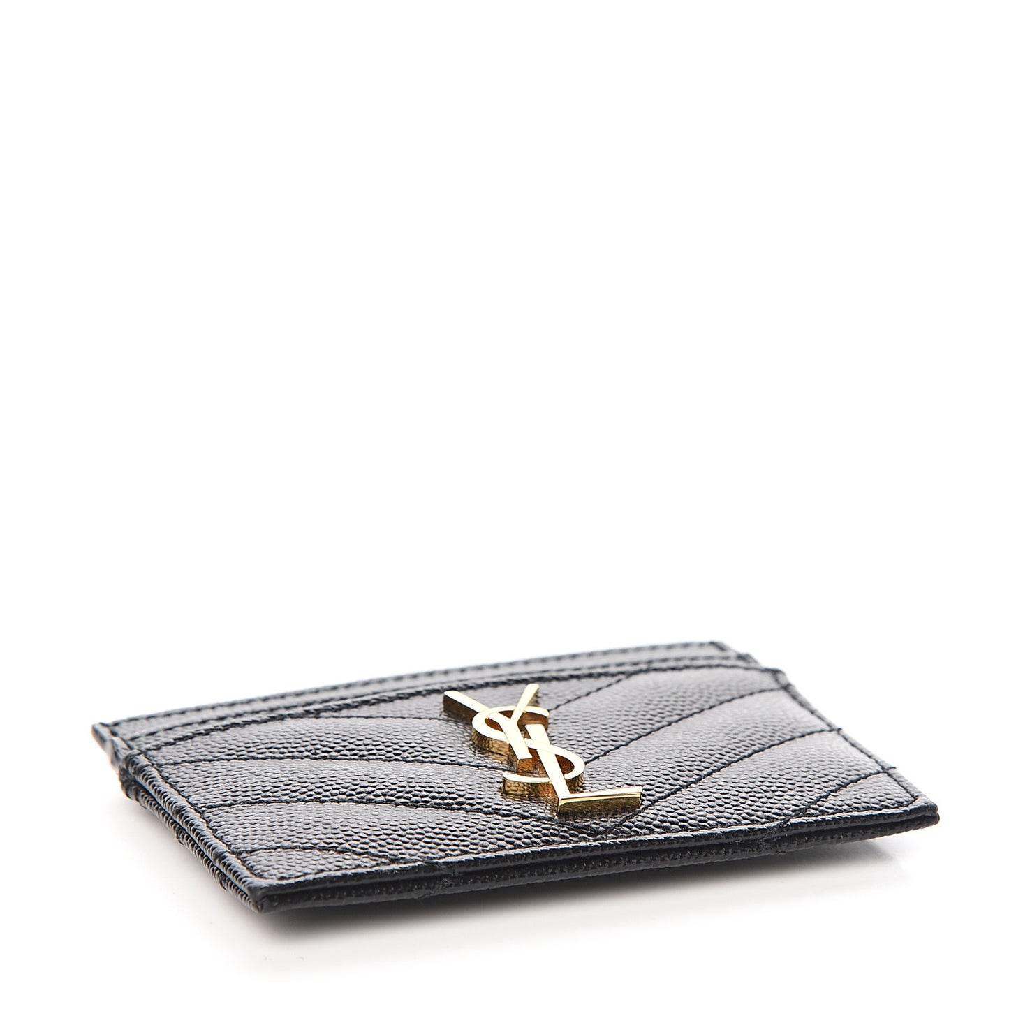 Grain De Poudre Matelasse Chevron Monogram Credit Card Case Black