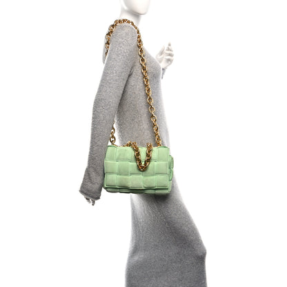 Bottega Veneta Suede Maxi Intrecciato Padded Chain Cassette Crossbody Bag Wasabi 2 of 9