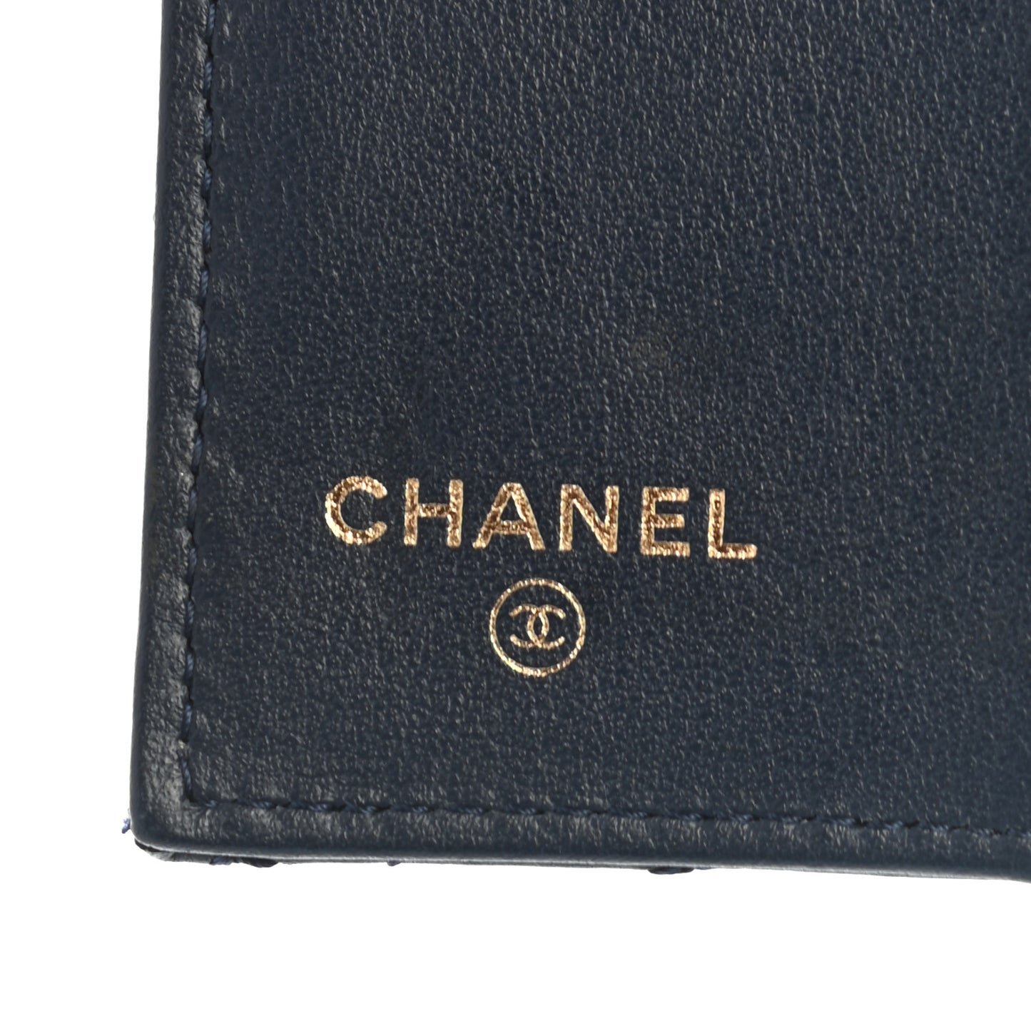 Lambskin Camellia Embossed 4 Key Holder Navy