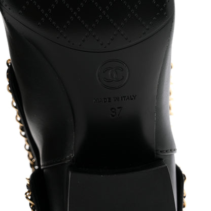 Chanel Calfskin Chain CC Short Boots 37 Black 7 of 9