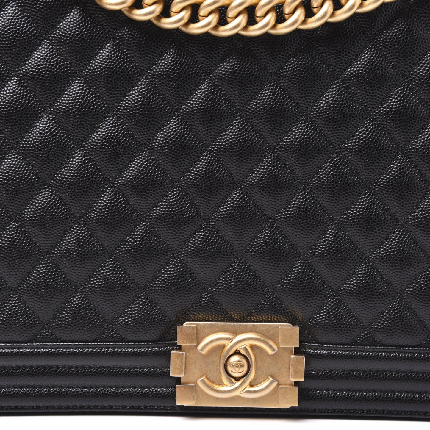 Caviar Quilted Large Boy Flap Black