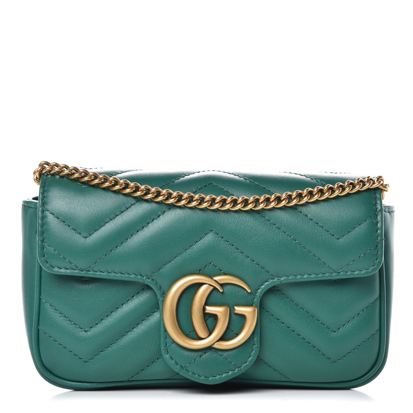 Calfskin Matelasse Super Mini GG Marmont Shoulder Bag Emerald Green