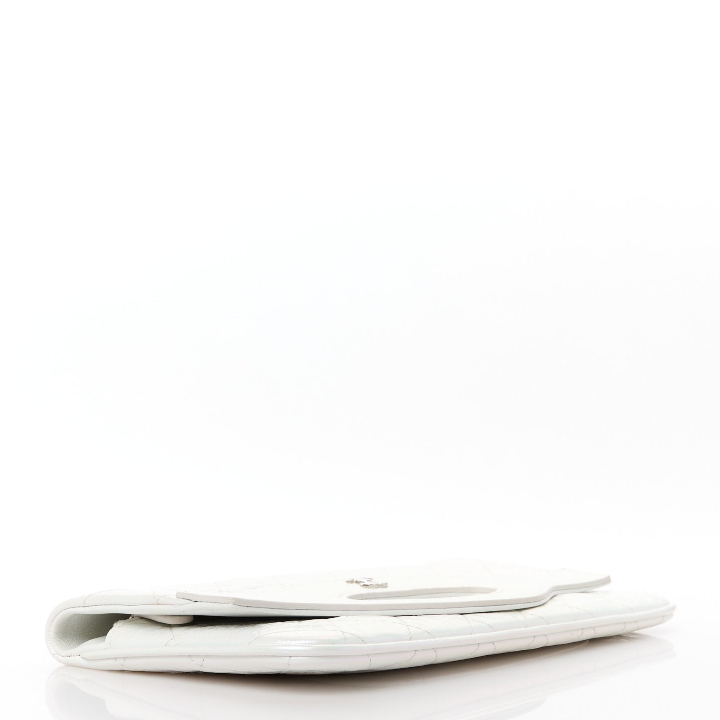 Iridescent Aged Calfskin Quilted Small 31 Pouch White