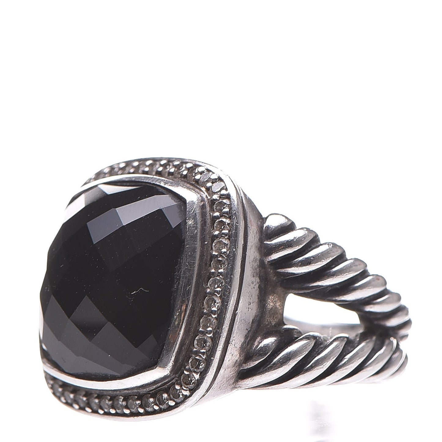Sterling Silver Diamond Black Onyx 14mm Albion Ring 55 7.25
