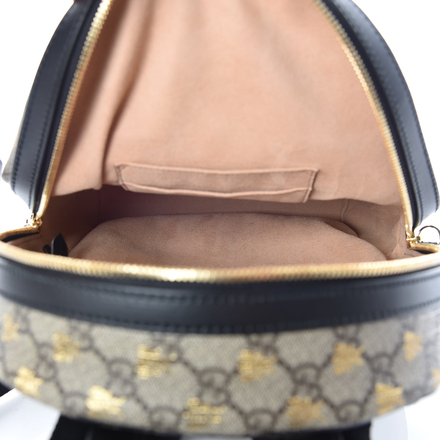 GG Supreme Monogram Bees Print Small Day Backpack Beige Oro Black