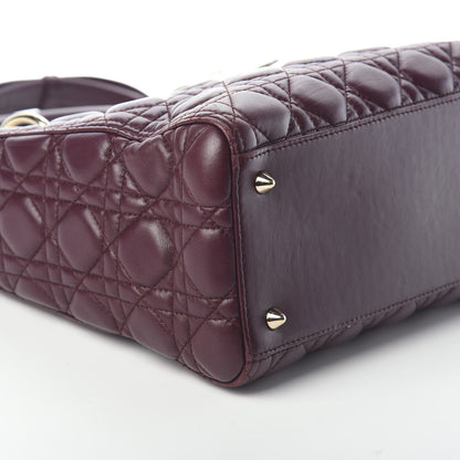 Christian Dior Lambskin Cannage Medium Lady Dior Burgundy 9 of 10