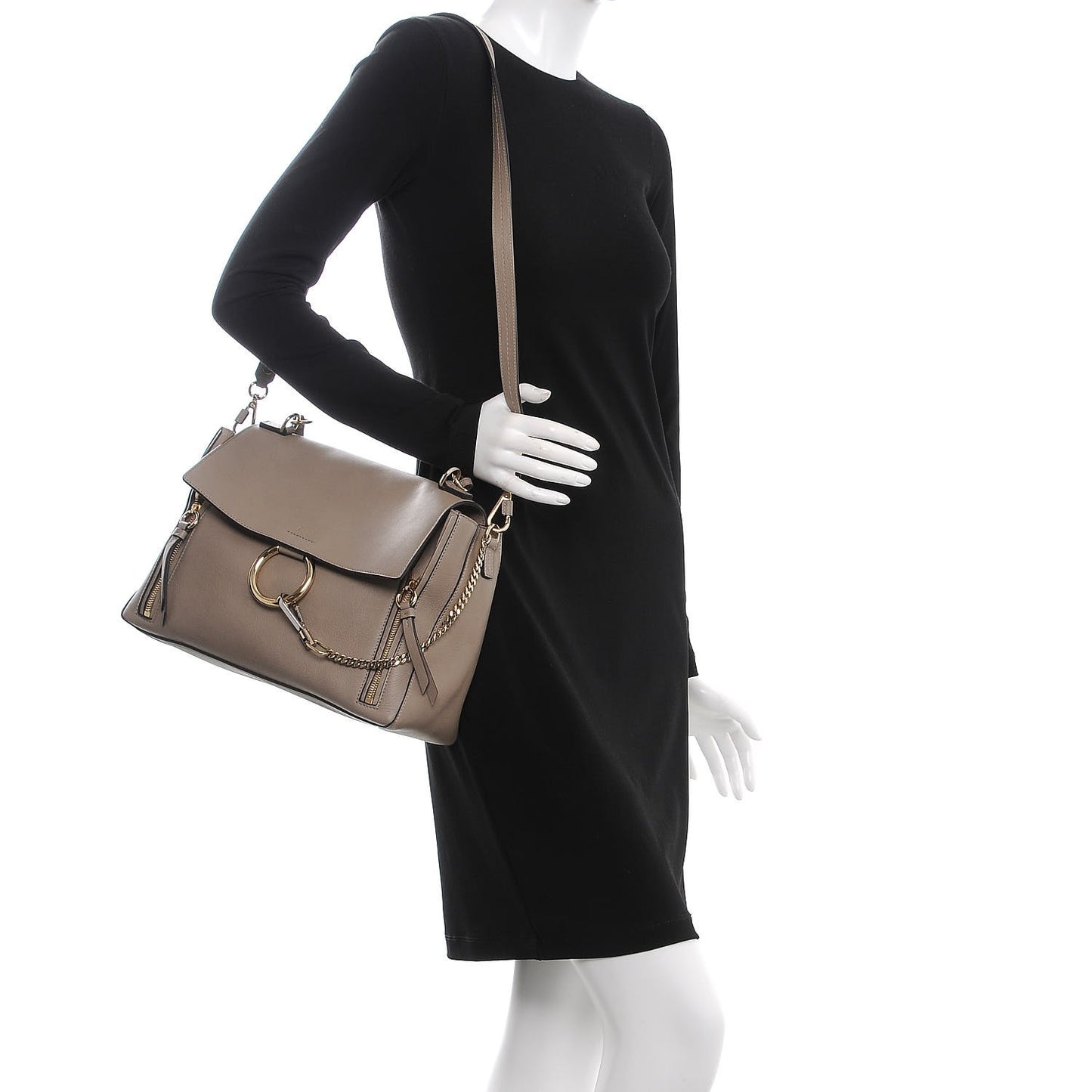 Calfskin Medium Faye Day Shoulder Bag Motty Grey