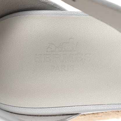 Hermes Goatskin Elda Espadrille Wedge Sandals 39 White 7 of 9