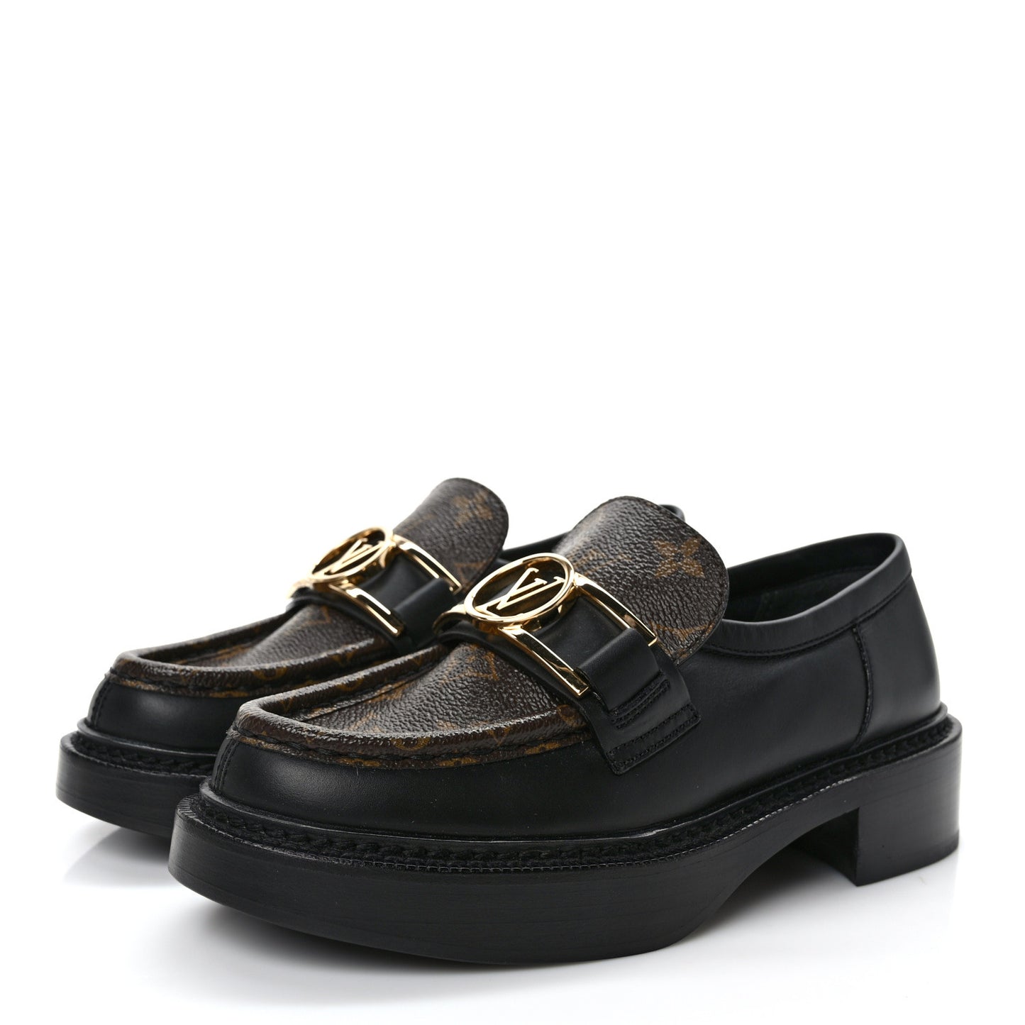 Monogram Calfskin Academy Loafers 35.5 Black