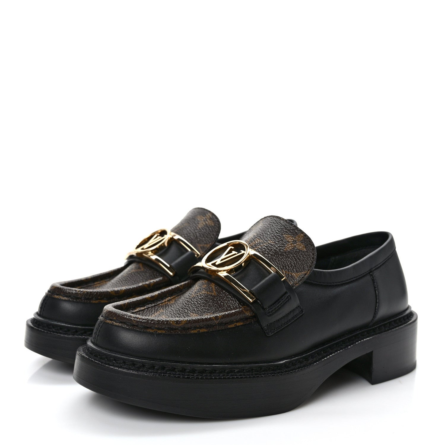 Louis Vuitton Monogram Calfskin Academy Loafers 35.5 Black 3 of 7