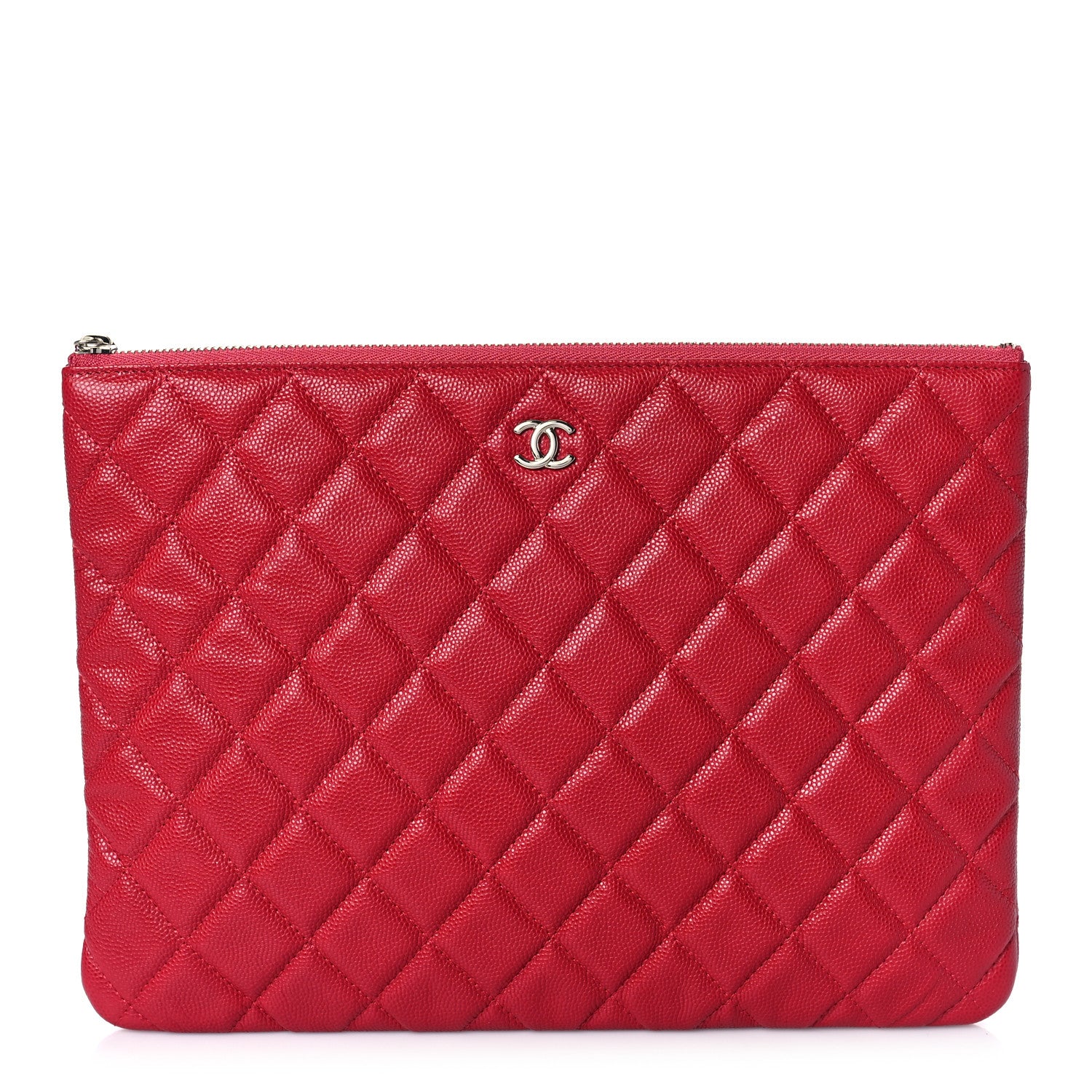Chanel Caviar Quilted Medium Cosmetic Case Red 1 of 9