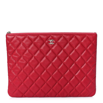 Chanel Caviar Quilted Medium Cosmetic Case Red 1 of 9