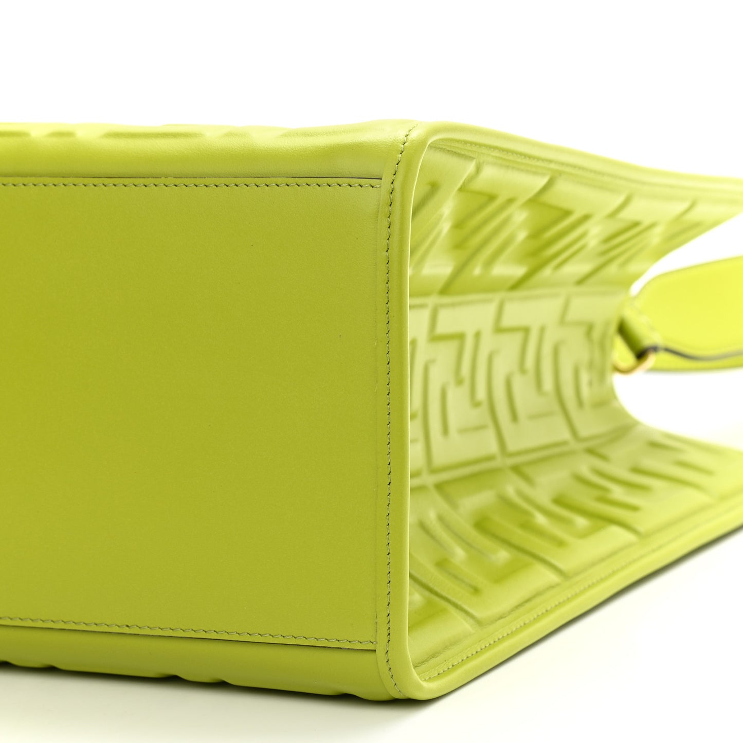 Vitello Plexiglass FF Embossed Medium Fendi Sunshine Shopper Tote Wasabi