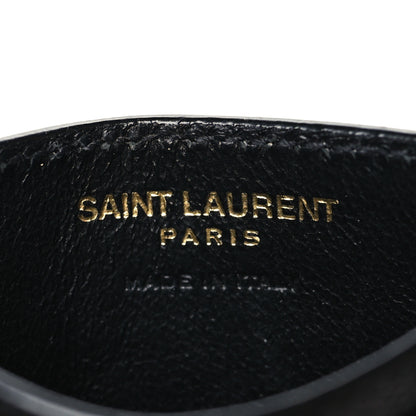 Saint Laurent Grain De Poudre Matelasse Chevron Monogram Credit Card Case Black 6 of 8