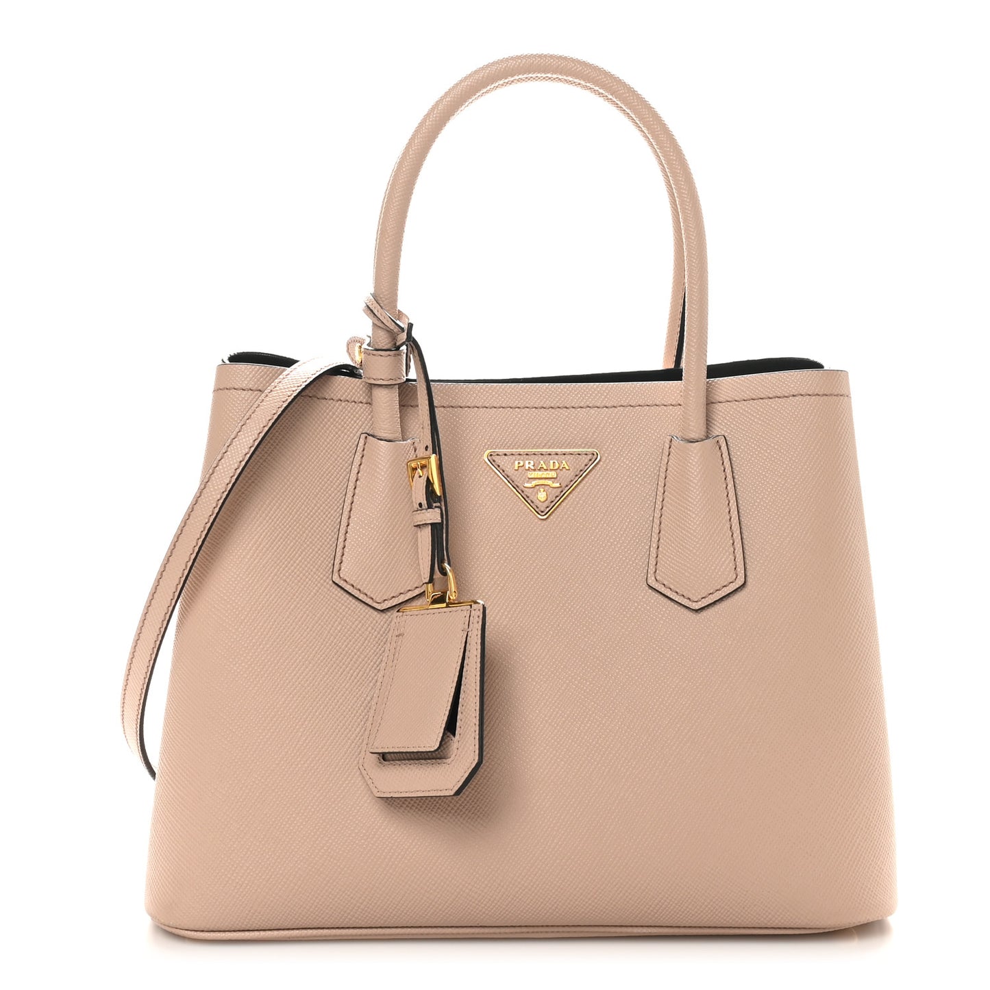 Saffiano Cuir Small Double Bag Cammeo Black