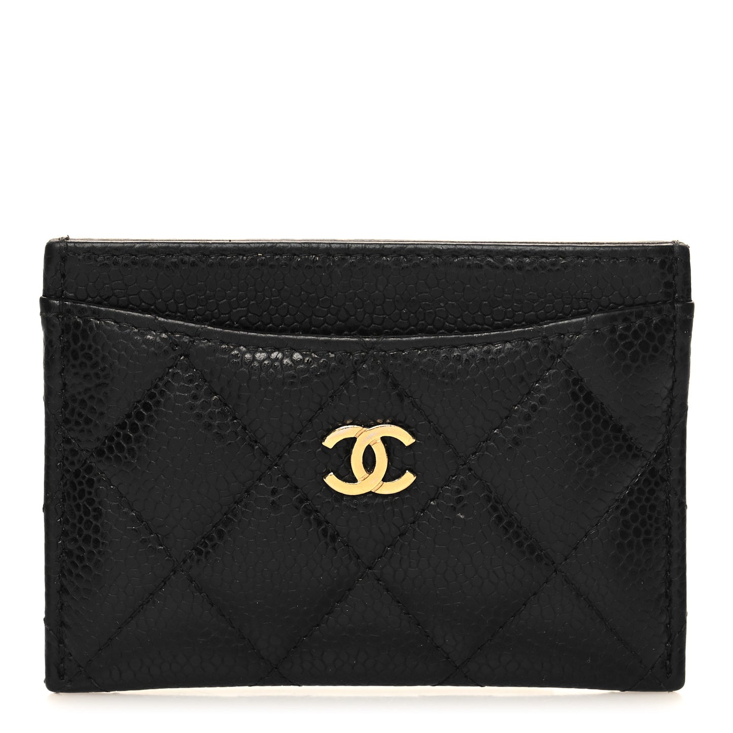 Caviar Quilted Card Holder Black