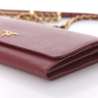 Prada Saffiano Metal Oro Chain Wallet Fuoco 7 of 11
