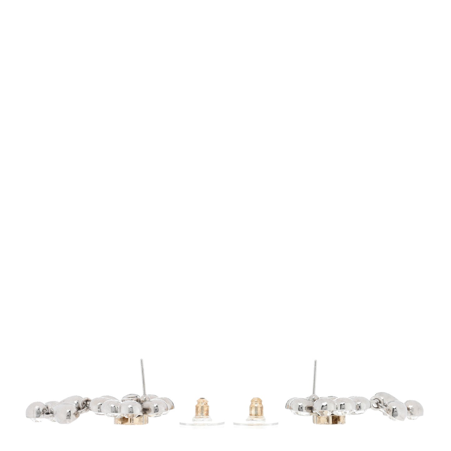 Crystal CC Clover Heart Drop Earrings Silver Gold