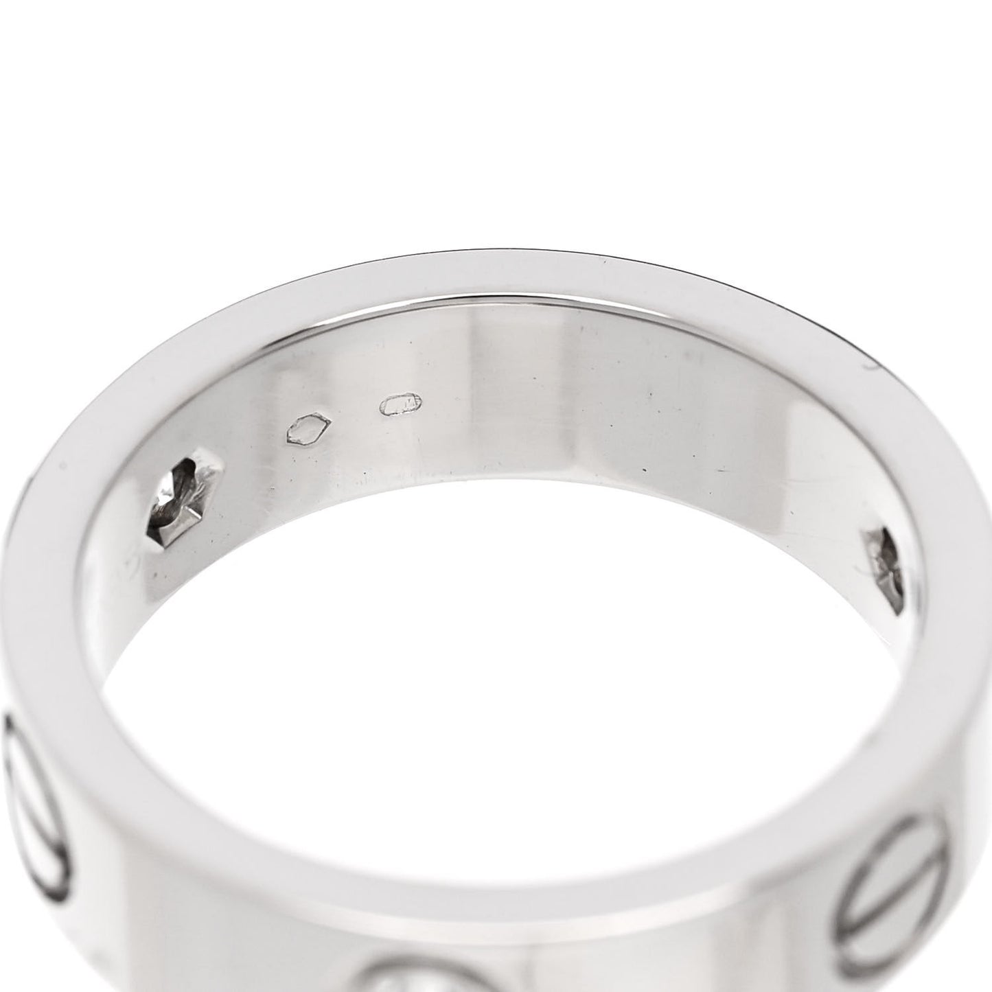 18K White Gold 3 Diamond 5.5mm LOVE Ring 53 6.5