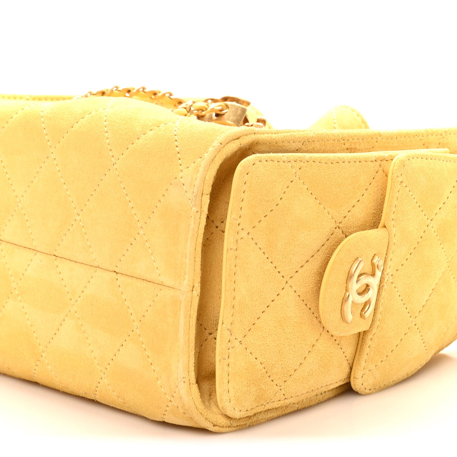 Chanel Suede Quilted Mini Chanel 25 Handbag Yellow 9 of 9