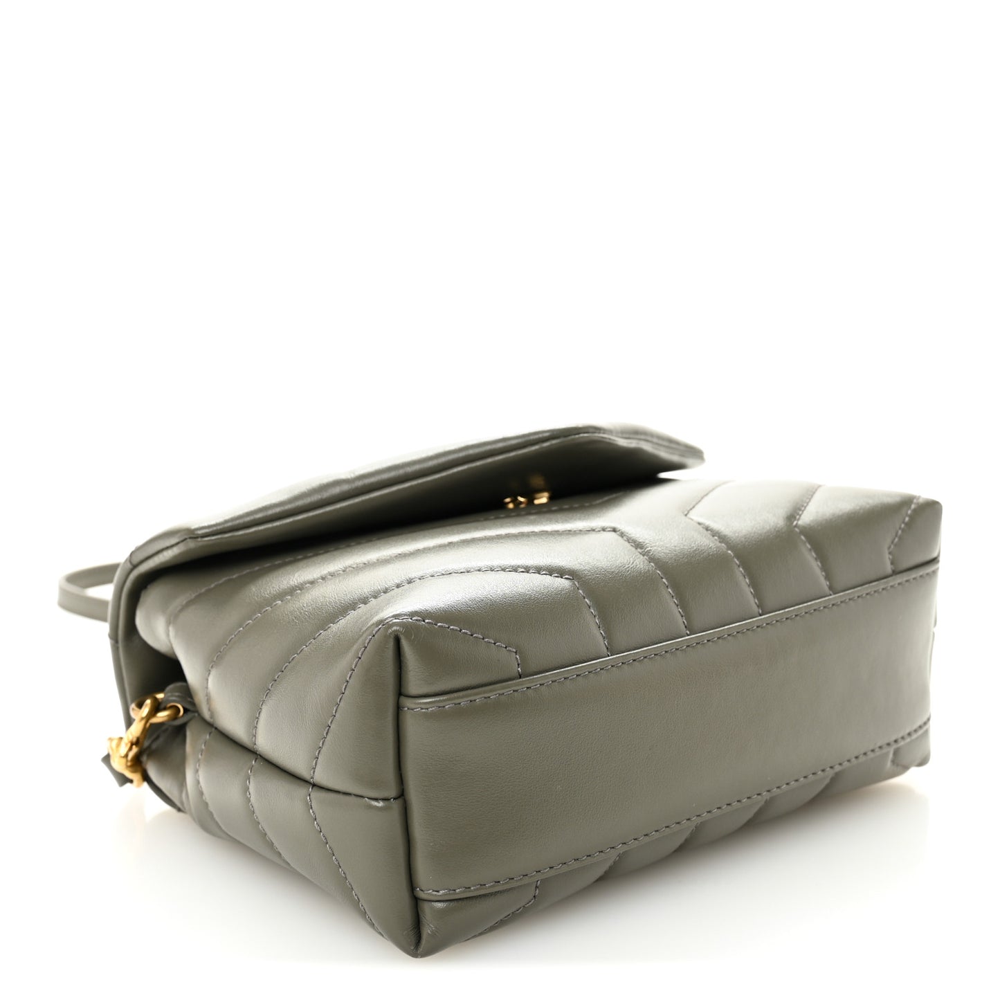 Calfskin Y Quilted Monogram Toy Loulou Crossbody Bag Grey Kaki
