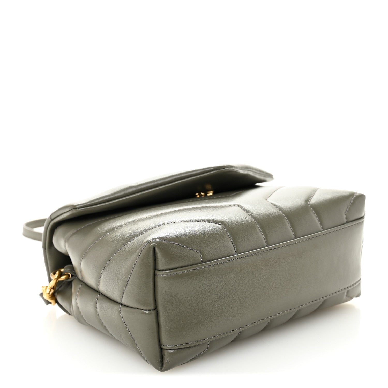 Saint Laurent Calfskin Y Quilted Monogram Toy Loulou Crossbody Bag Grey Kaki 4 of 11
