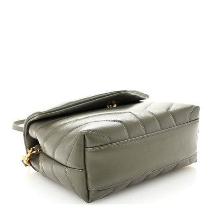 Saint Laurent Calfskin Y Quilted Monogram Toy Loulou Crossbody Bag Grey Kaki 4 of 11