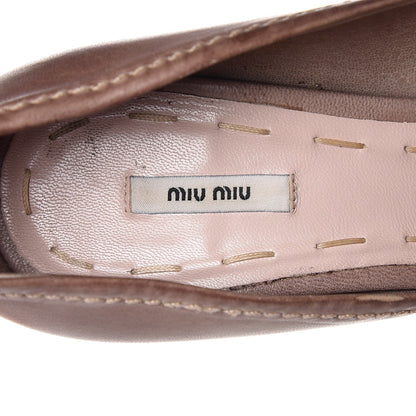 Miu Miu Washed Nappa Bow Peep Toe Pumps 36 Dark Rose 7 of 16