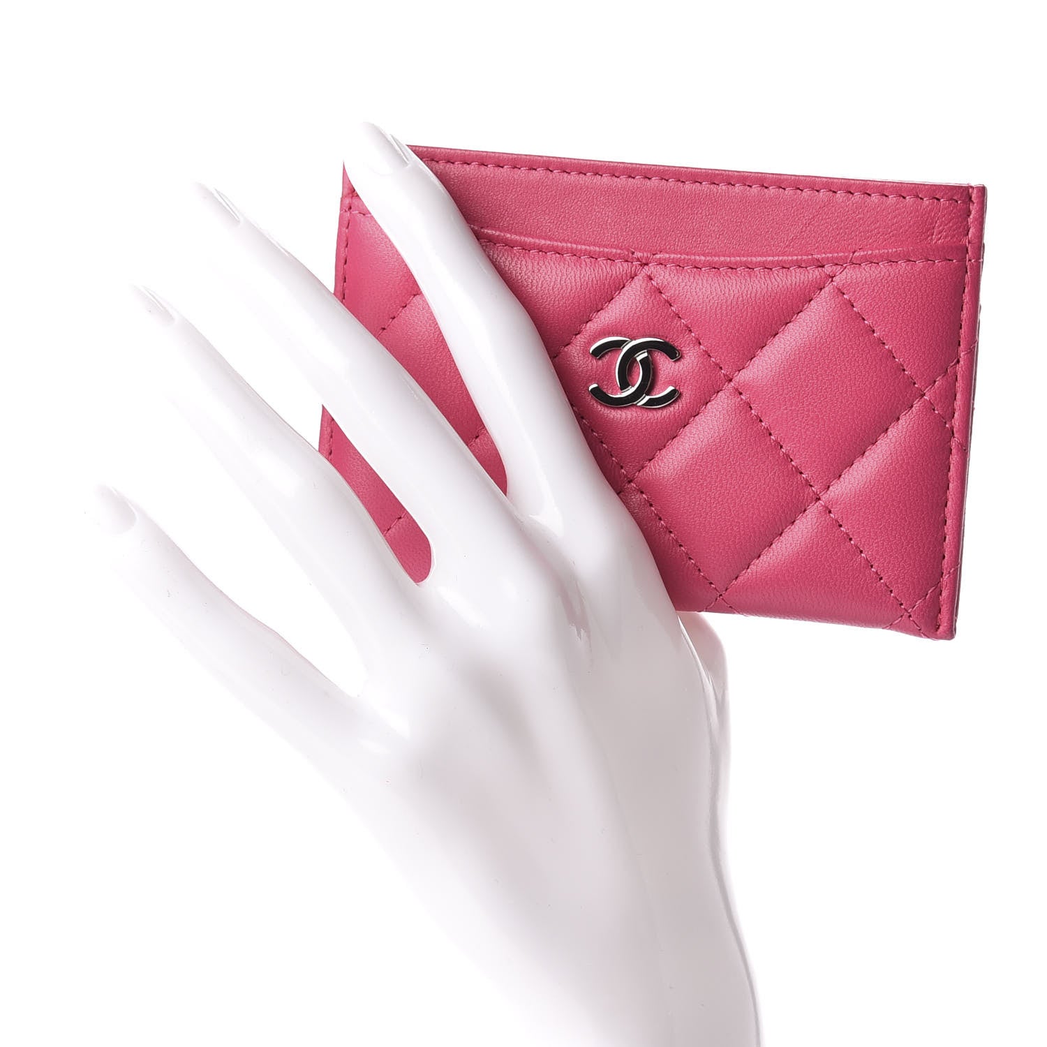 Chanel Lambskin Quilted Card Holder Pink 2 of 7
