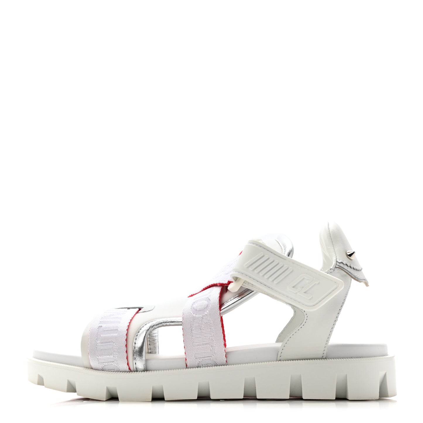 Calfskin Velcrissimo Flat Sandals 36.5 Blanco Silver