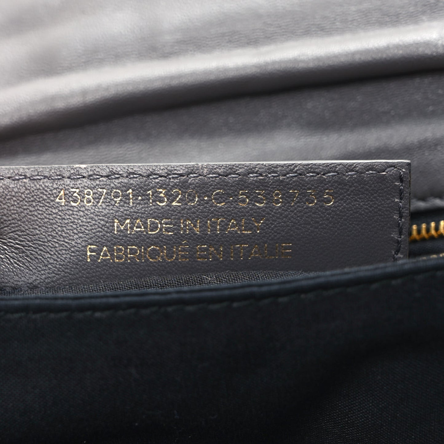 Chevre Gold Metallic Edge Hardware Envelope Clutch Gris Acier