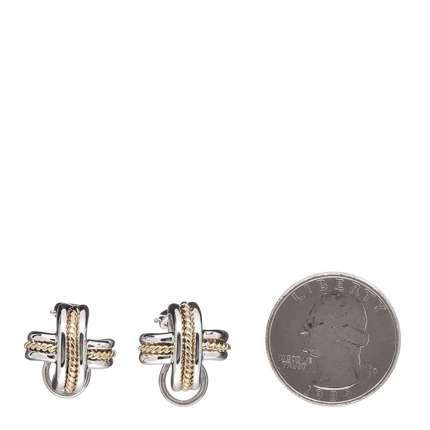 Sterling Silver 18K Yellow Gold Signature X Clip On Earrings