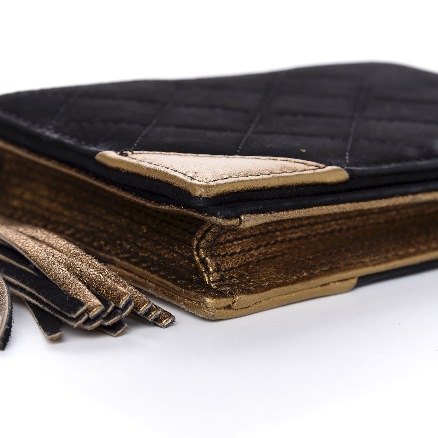 Chanel Suede Quilted Bible Book CC Clutch Black 7 of 9