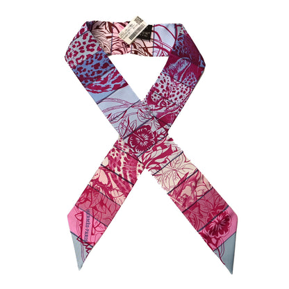 Hermes Silk Jungle Love Rainbow Twilly Fuchsia Bleu Ciel 1 of 3