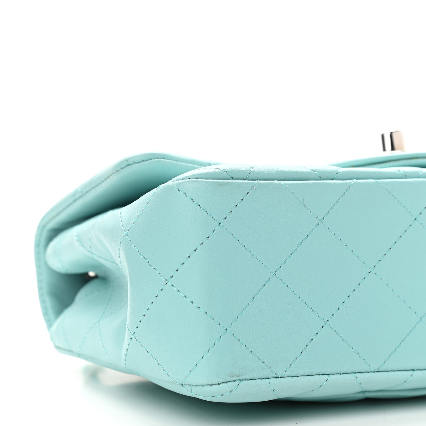 Lambskin Quilted Mini Rectangular Flap Light Blue