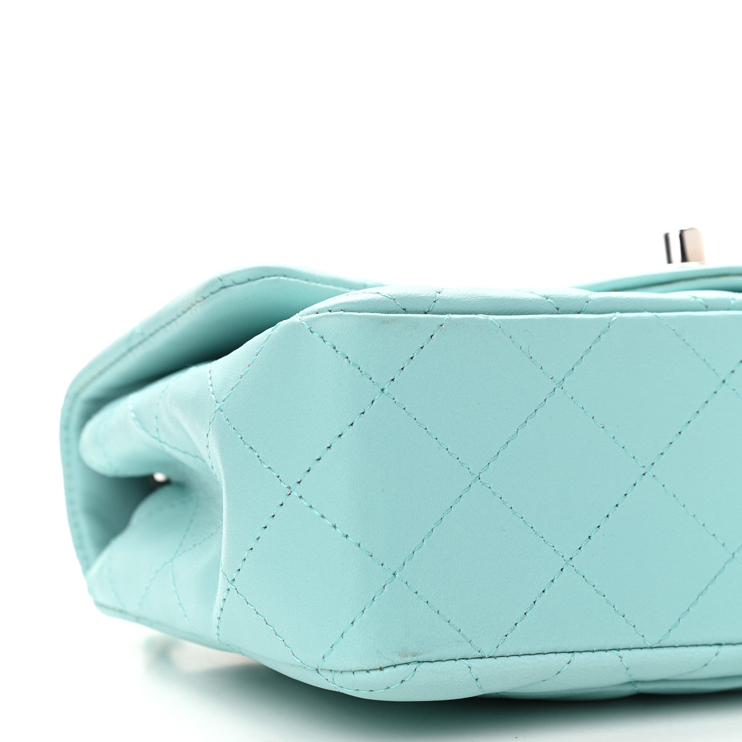 Chanel Lambskin Quilted Mini Rectangular Flap Light Blue 8 of 9
