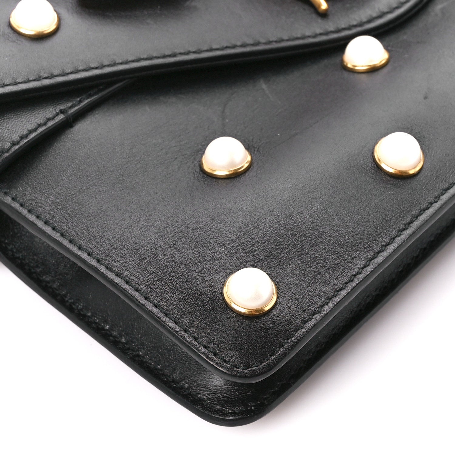 Gucci Nappa Pearl Studded Mini Queen Margaret Broadway Shoulder Bag Black 10 of 11