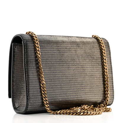 Saint Laurent Metallic Calfskin Small Monogram Kate Satchel Black Argento 3 of 9