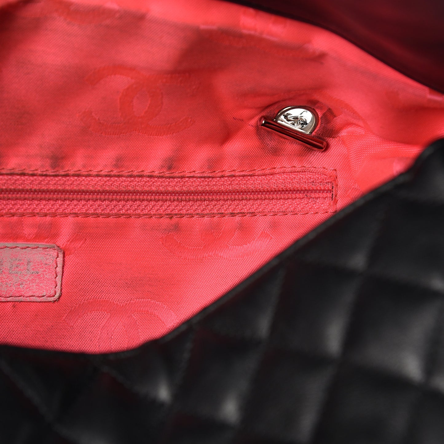 Calfskin Quilted Large Cambon Flap Black