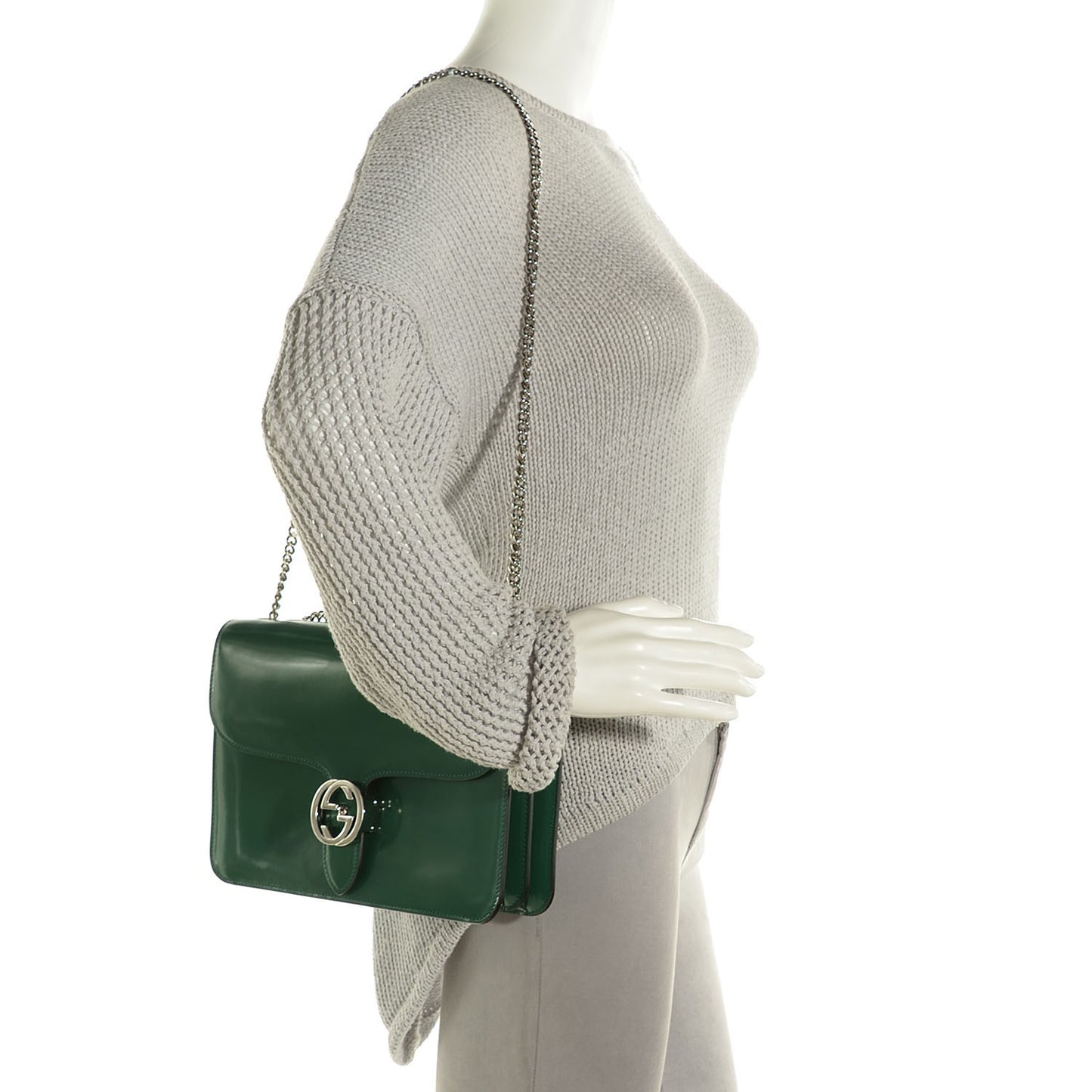 Shade Lux Calfskin Interlocking G Shoulder Bag Turtle Green
