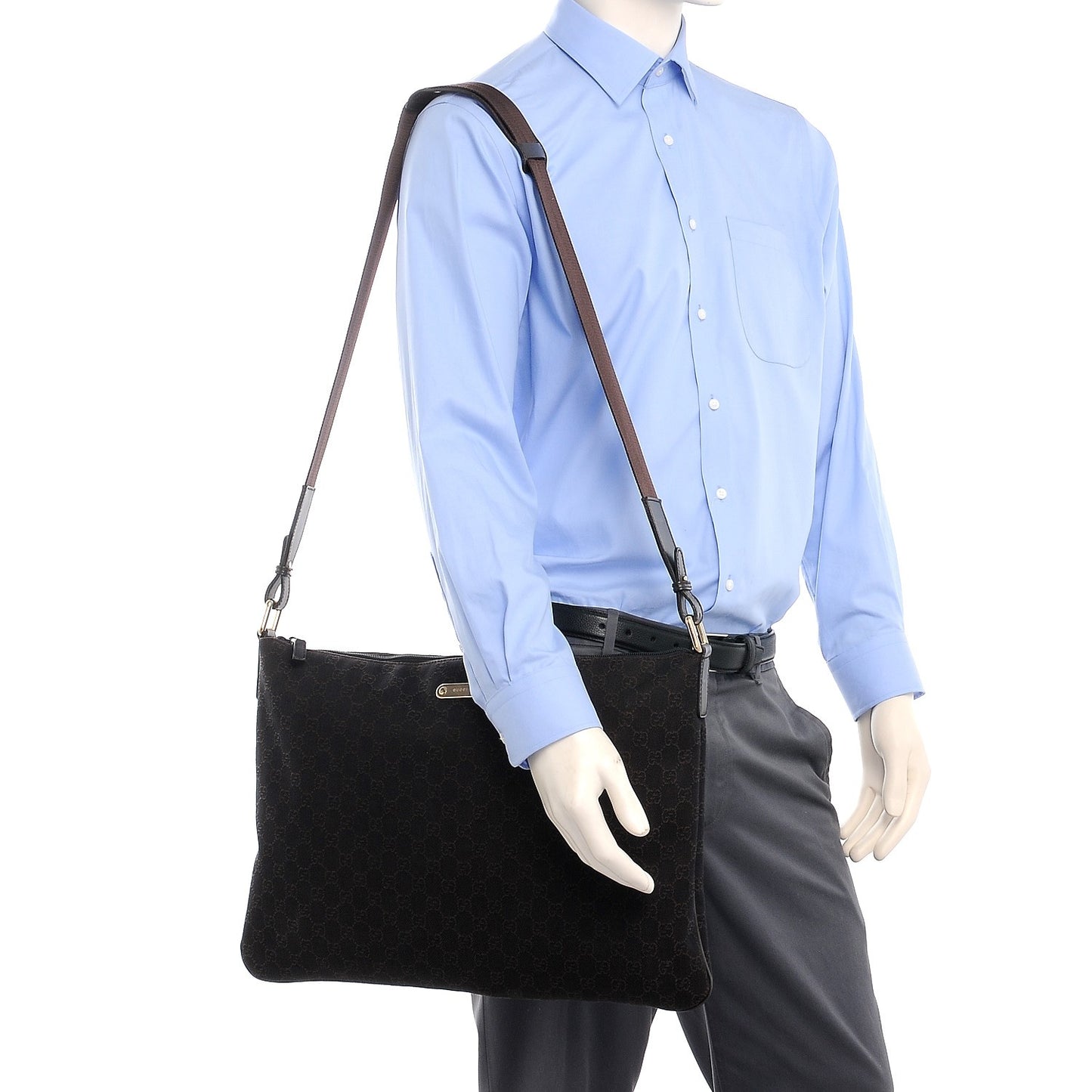 Denim Monogram Messenger Bag Dark Brown